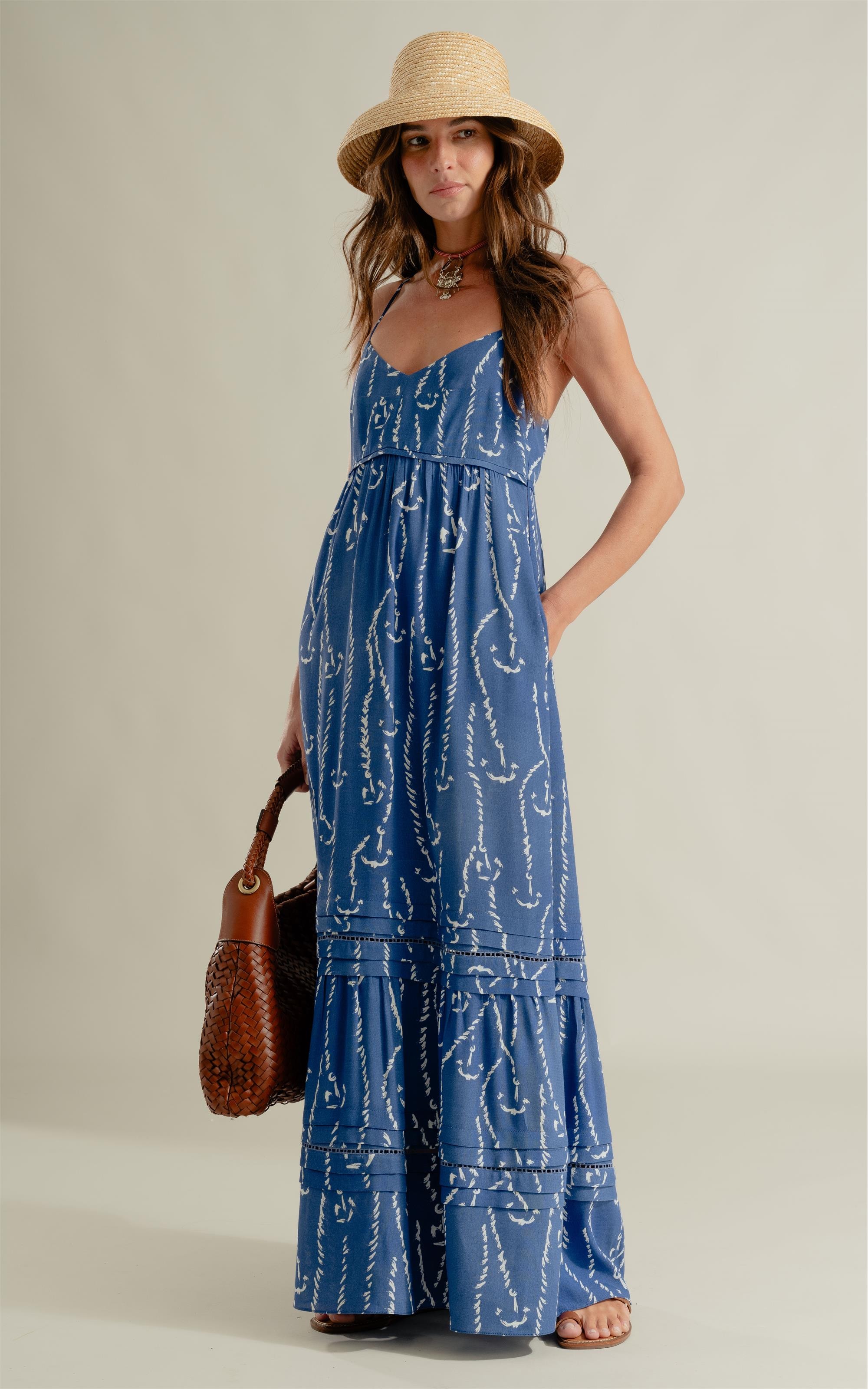 Vestido Léa Cordas Azul Bic