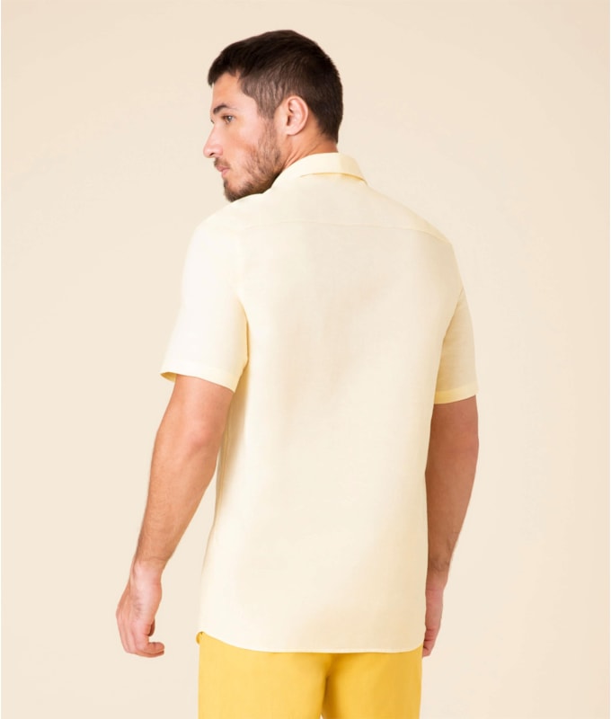 Camisa Linho Tinturada Amarelo Claro