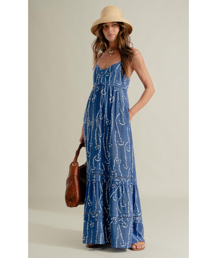 Vestido Léa Cordas Azul Bic