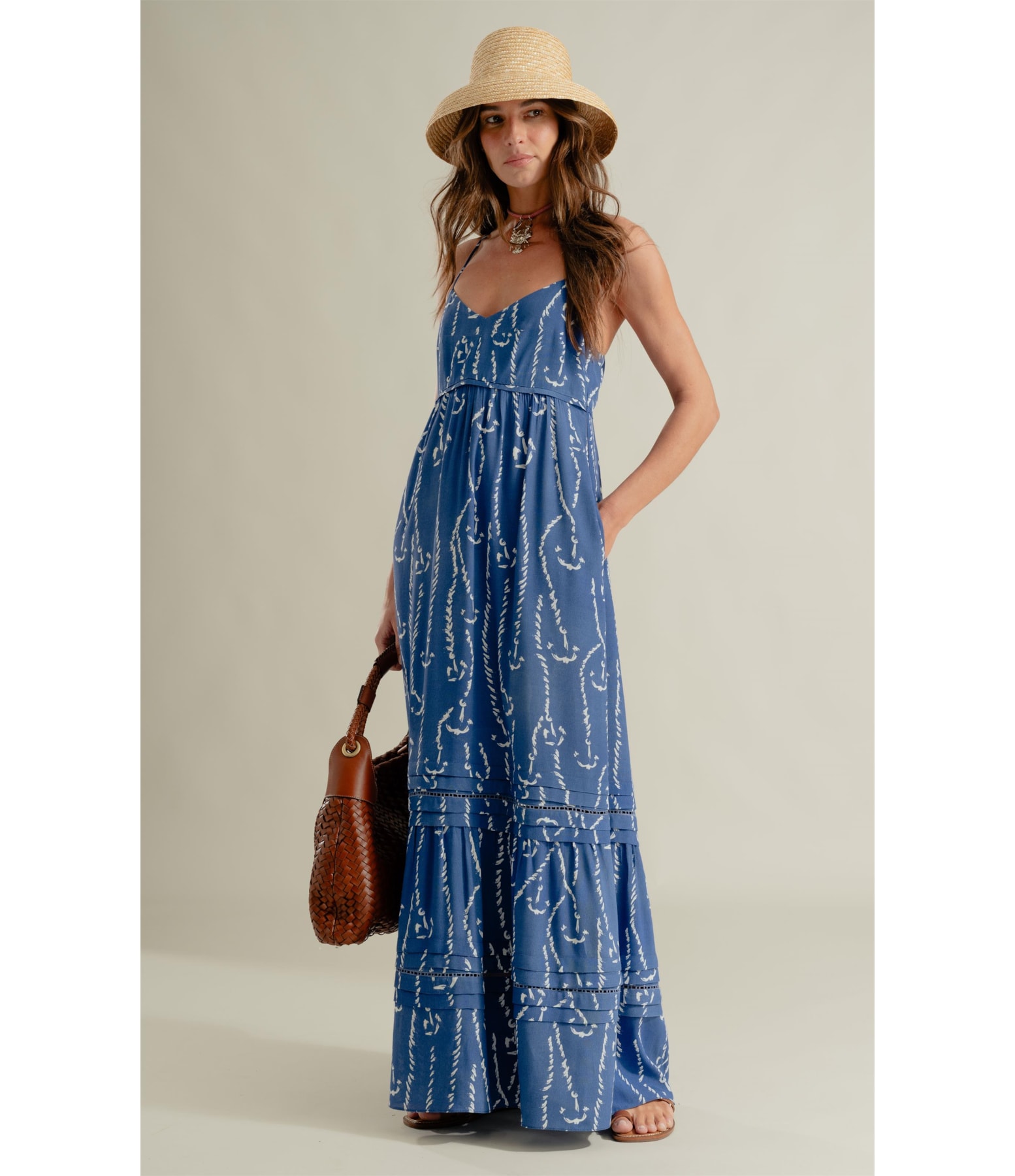 Vestido Léa Cordas Azul Bic