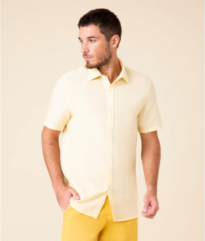 Camisa Linho  Tinturada Amarelo Claro
