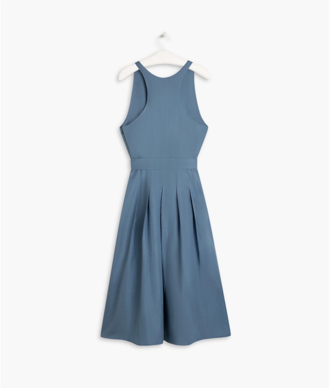 Vestido Linho Mei Liso Azul Seco