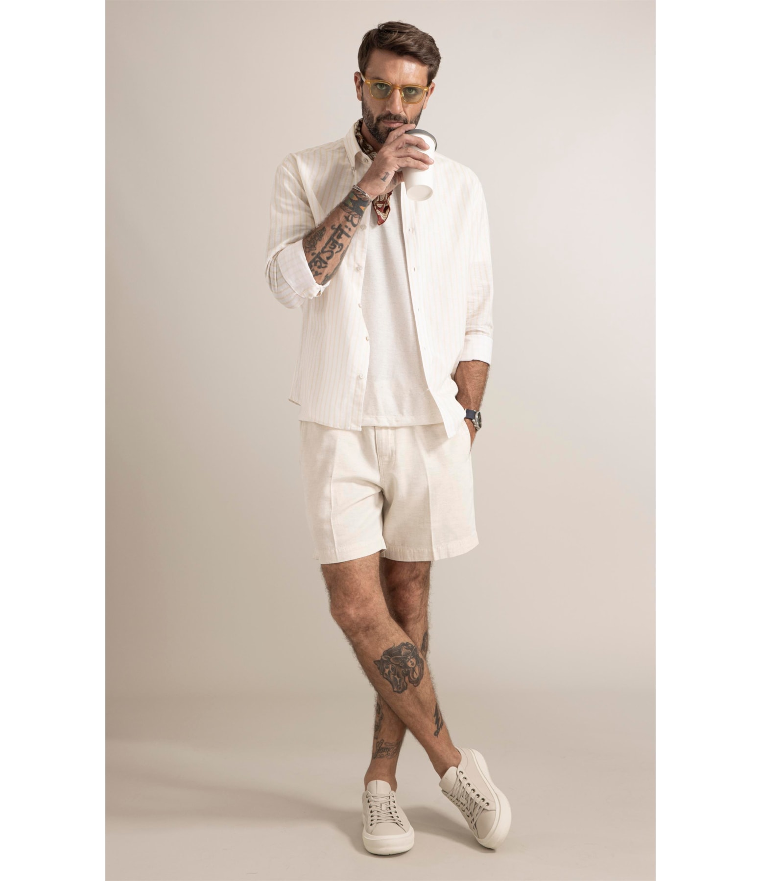Camisa Saint Paul Linho Amarelo Claro