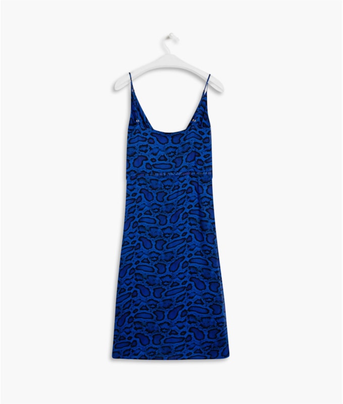 Vestido Anne Viscose Est Croco Azul Bic
