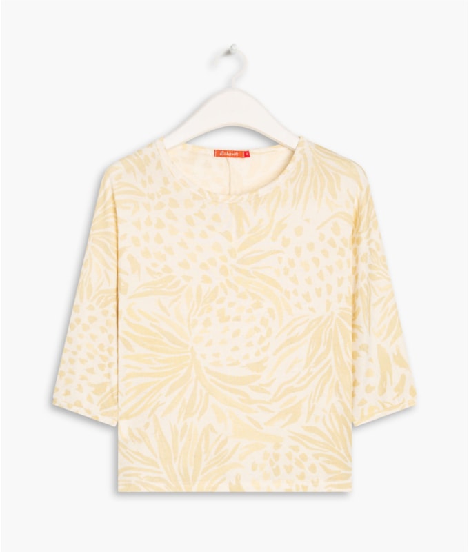 Blusa Linho  Fiorella Est.Abacaxi Amarelo Claro