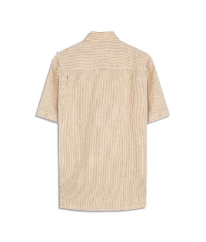 Camisa Linho Blend Listrado Leandro Mc Amarelo Claro