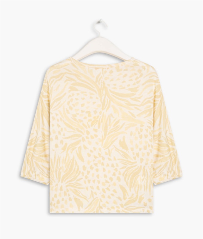 Blusa Linho Fiorella Est.Abacaxi Amarelo Claro